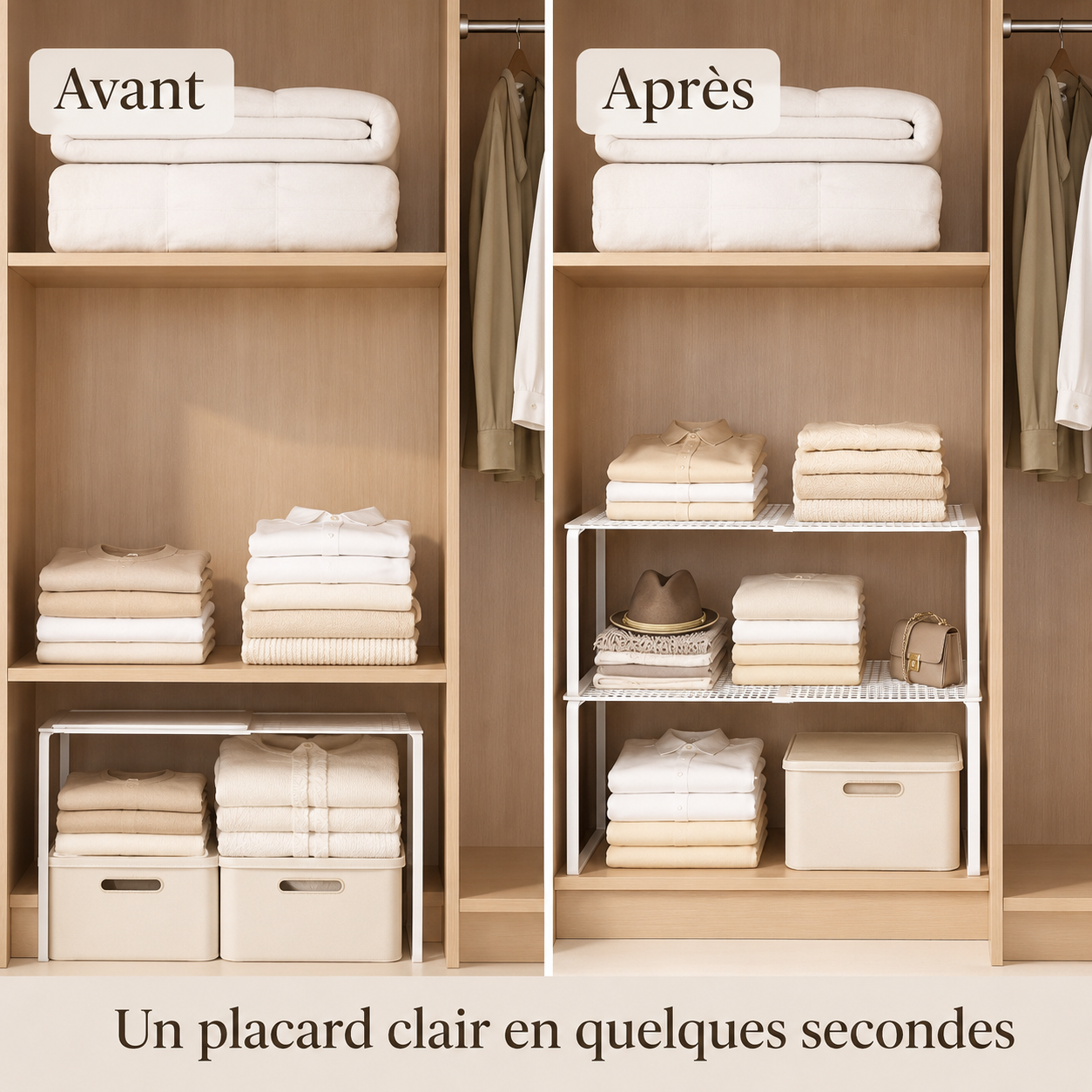 Étagère de placard extensible empilable