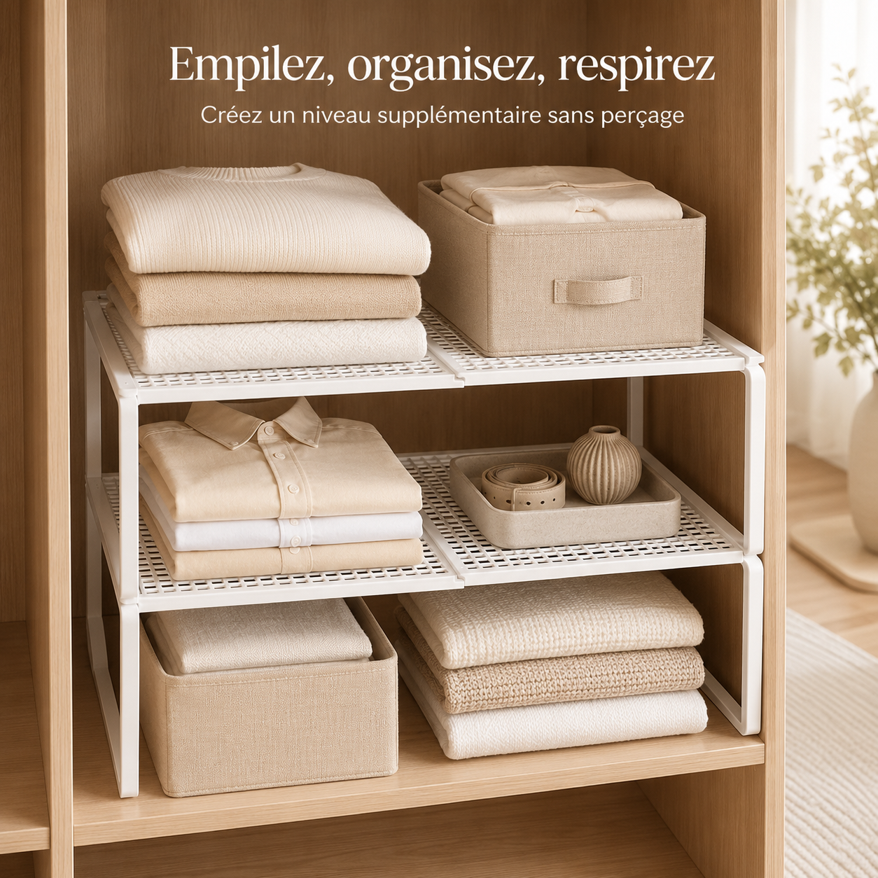 Étagère de placard extensible empilable