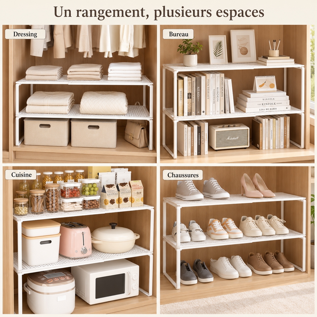 Étagère de placard extensible empilable