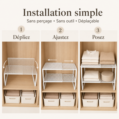 Étagère de placard extensible empilable