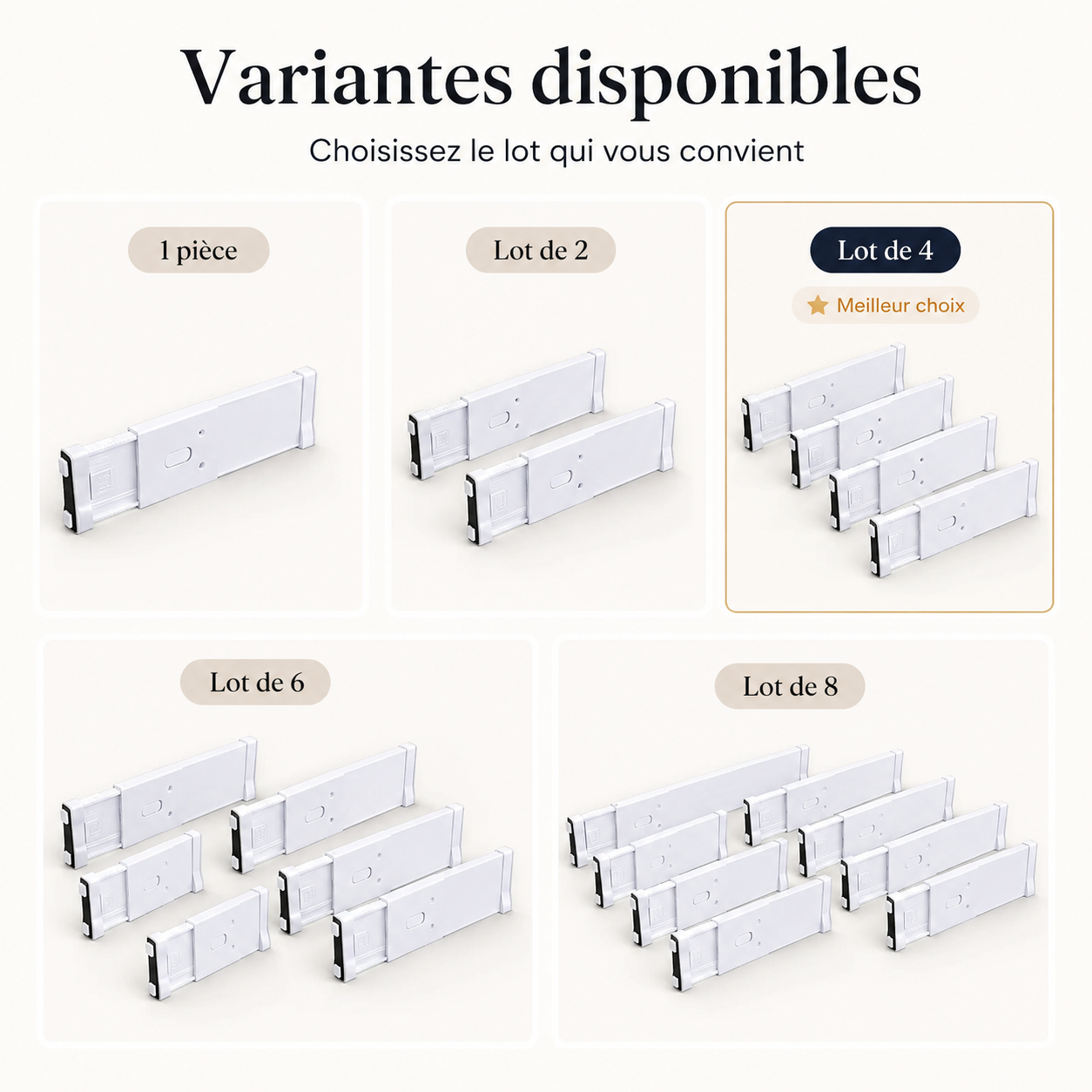 Séparateurs de tiroir extensibles