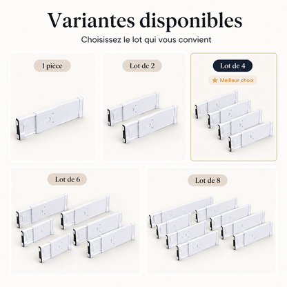 Séparateurs de tiroir extensibles